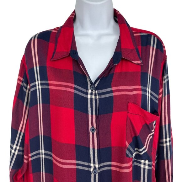 Woolrich Roll Tab Sleeve Plaid Button Down Tunic Women's Size XXL - Picture 2 of 10